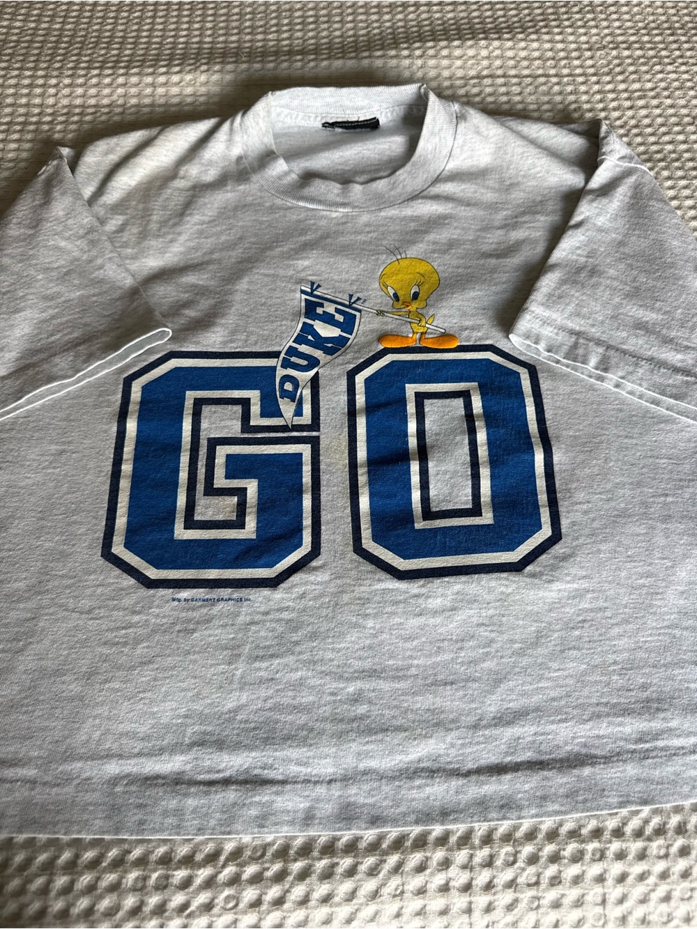 Vintage 1993 Tweety Bird Go Duke Tee Warner bros womens/kids crop single stitch